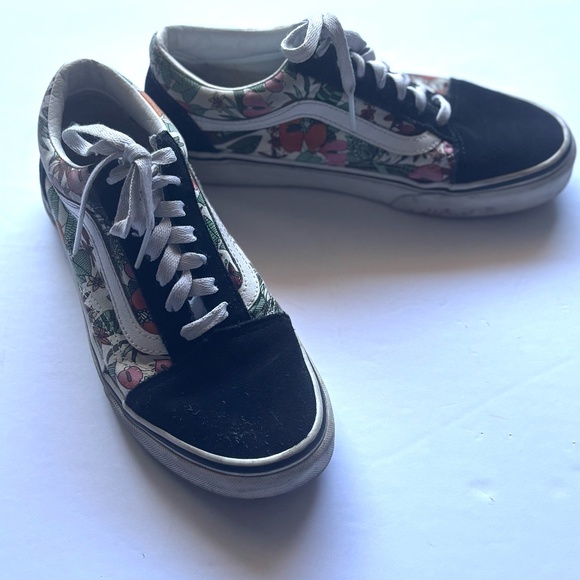 Old skool style, low top women's Vans colorful tropical floral print, size 7.5 - Picture 7 of 8